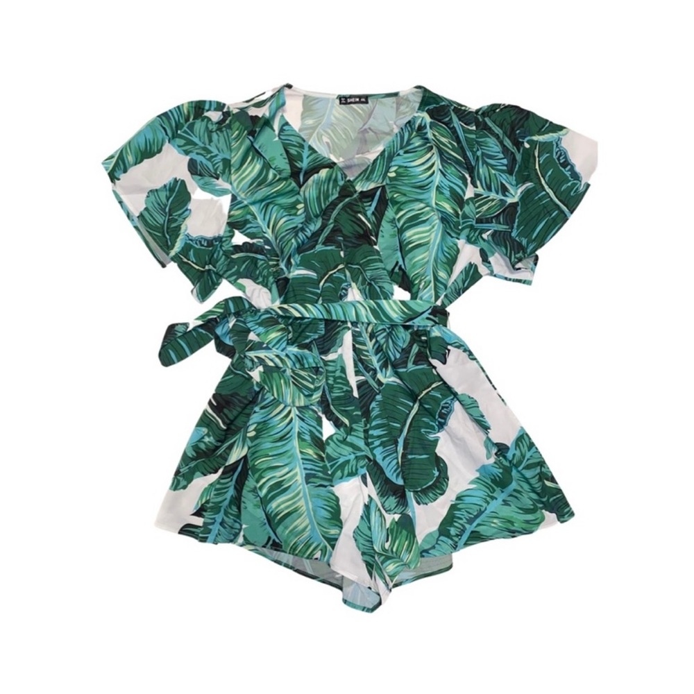 Shein Tropical Leaf One Piece Jumpsuit Romper